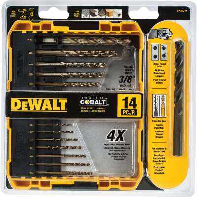 DEWALT 14-Piece Cobalt Drill Bit Set, 1/16 In. thru 3/8 In.