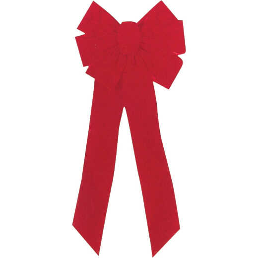 Holiday Trims 7-Loop 10 In. W. x 22 In. L. Red Velvet Christmas Bow