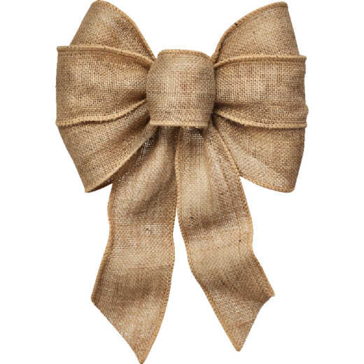 Holiday Trims 7-Loop 8.5 In. W. x 14 In. L. Natural Burlap Wired Christmas Bow